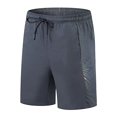 Generisch Pantalones de chándal ajustados para hombre de malla transpirable para fitness, pantalones ajustados, pantalones de ciclismo de alta elasticidad, pantalones de ciclismo 3 4 para hombre, gris