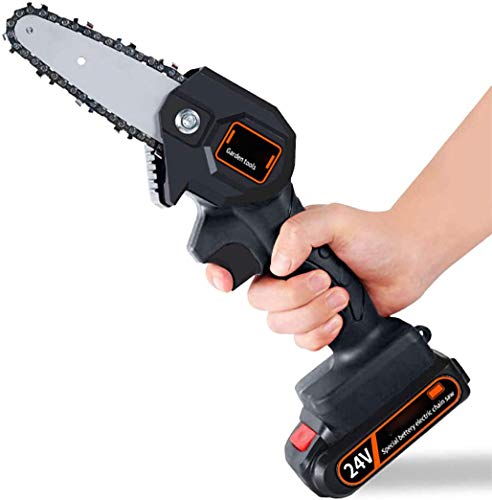 Annzoe Mini Chainsaw 4-Inch Cordless Electric Protable Chainsaw with Brushless Motor, One-Hand 0.7kg Lightweight, Pruning Shears Chainsaw for Tree Branch Wood Cutting (4inch, Black)