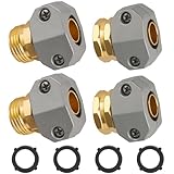 Garden Hose Repair Kits, 2 Sets Aluminum Alloy Water Hose Connector, Fit 3/4' and 5/8' Garden Hose, Male and Female Hose End Repair Fittings Replacement, Hose Mender Kit