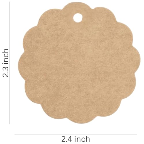 Image of CVANU Brown Kraft Paper Hanging Circle Shaped Tags (300pcs) with Jute Twine for Wedding| Write Blessings| Thanksgiving| Gift Decor (2.3inch X2.4inch)