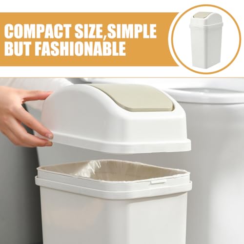 Caneca de basura pequeña con tapa basculante 6L gris miniatura 7