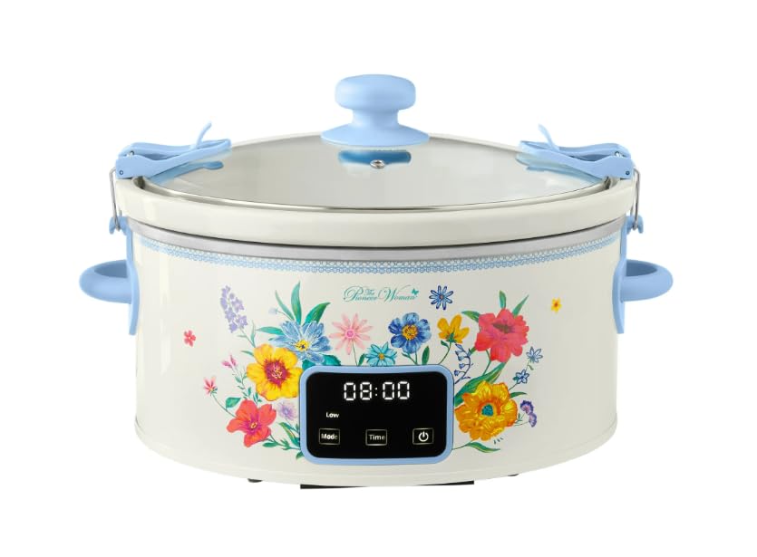 P' ioneer Woman 6 QT Digital Slow Cooker with Locking Lid & Removable Crock in Brilliant Blooms