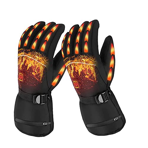 Heated Gloves, Beheizte Handschuhe für Men and Women, Batterie Ski Schnee Handschuhe, 3 Heat Levels, Warme Handschuhe für Winter Motorrad Snowboard Wandern Radfahren Wandern Laufen (L) Cover