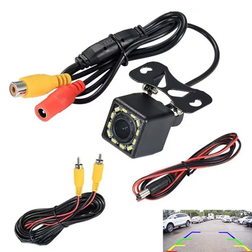 Camara Marcha Atras Coche,IP68 Cámara de visión Trasera 12V,Cámara Trasera Coche Universal para Automóvil,170 ° Gran Angular Cámara de Marcha Atrás para Coche 1080P,para automóviles,Camiones,rem
