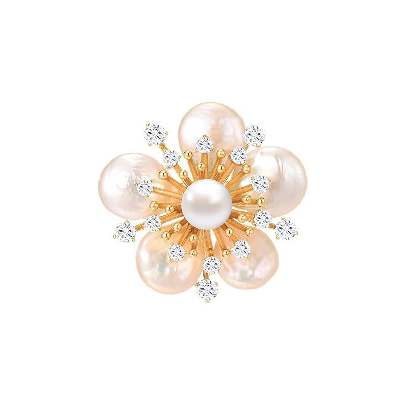 Image of Flower Brooch Pin - Rhinestone Flower Pin 18k Gold Plated - Thanksgiving Day, Birthday, Wedding Gifts for Mom, Wife