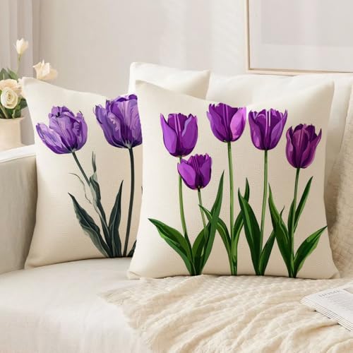 Housse coussin 70x70cm violet imperméable pour décorer le salon