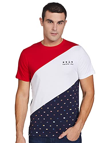 Image of Max Men's Cotton Colorblocked Ultra Slim Fit Crew Neck T-Shirt