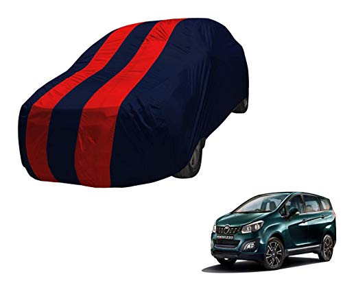 Image of Auto Hub Car Cover Compatible with Mahindra Marazzo with Mirror Pocket,Triple Stitched, Weather Proof, Marazzo Car Cover- Navy-Red