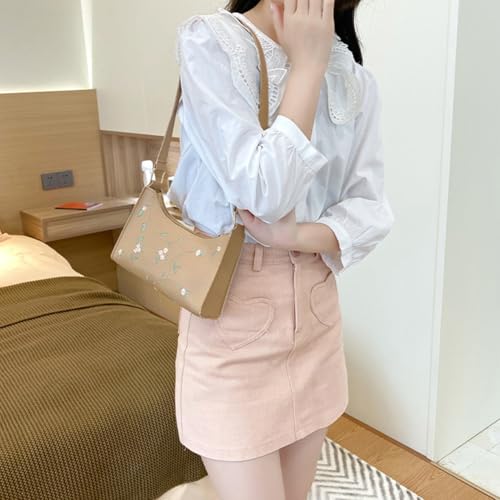 Shoulder Bag for Women PU Large Capacity Embroider Handbag Portable Underarm Square Bag Crossbody Bags Handbags2