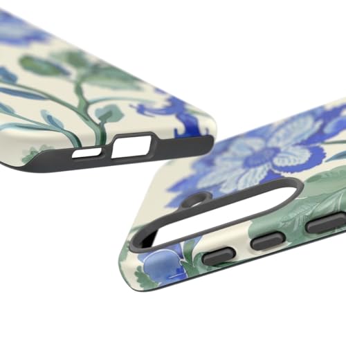 Coque rigide Samsung S25 Plus mate anti-rayures motif floral bleu - 3