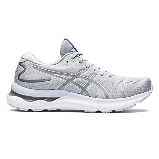 ASICS Tênis de corrida feminino Gel-Nimbus 24, Piedmont Cinza/Branco, 10.5