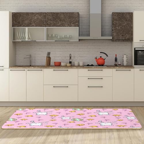 Tapete de cocina para pasillo y cuarto de lavado con conejos 3