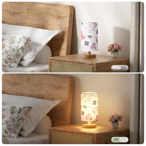 Image of Fenmzee Butterfly Table Lamp for Bedroom - Inline Control, Small Bedside Lamp with 3000K A15 LED Blub, Easy Assembly (Butterfly Cream Shade, 9 inch Inline Control)