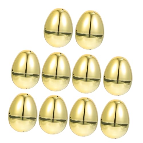 SUPVOX 10 Piezas Unidades Huevos de Pascua de Plástico Dorados Decorativos Reutilizables con Apertura para Guardar para Adornos Festivos y Fiestas de Pascua