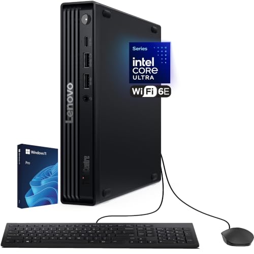 Image of Lenovo ThinkCentre Tiny M70q Gen 6, Intel Ultra Core S3 (Beats i7-13700T), 32GB DDR5, 512GB NVMe, DisplayPort, HDMI, WiFi 6E, RJ-45, Wired KB & Mouse, Win 11 Pro, AI Business Desktop - Black