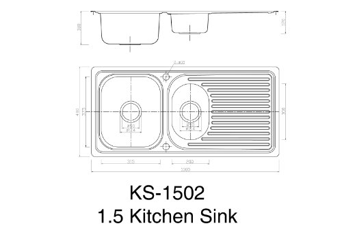Dihl 1.5 One & Half Bowl Stainless Steel Kitchen Sink With Drainer & Waste 1502 - 2