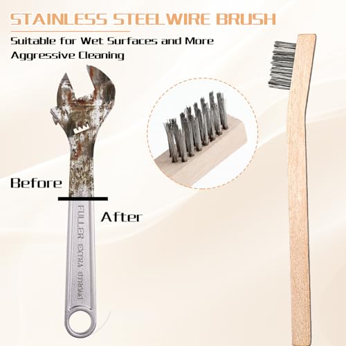 Image of Wood Handle Wire Scratch Brush Sets (18, 18Pack-7.8in Stainless Steel Small Wire Scratch Brushes with Beech Wood Handle)