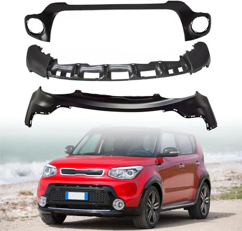 Front Upper & Lower Bumper Cover Set fit for 2017-2019 Kia Soul Replace OEM/Part No.:86511B2500 | 86513B2500 | 86512B2510;KI1014102/KI1015112 /KI1000190-3pcs