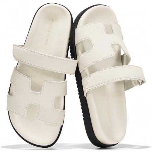 Image of Project Cloud 100% Genuine Leather Sandals for Women Footwear - Stylish Womens Sandals with Plush & Soft Insole - Non-Slip and Water-Resistant Beach Sandals Slides for Women (Mayvy)