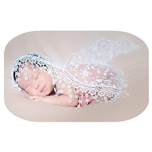 Newborn Boy Girl Photography Props Newborn Wraps Baby Photo Shoot Outfits Wrap Lace Yarn Cloth Blanket, White, 0-12 Month #TOP5