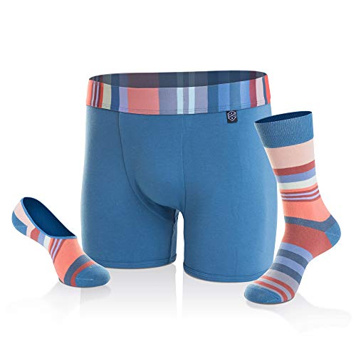 RLTD Men's Boxer Brief Socks Matching Underwear Set, Shield, X-Large, 3 Piece 1 Pack