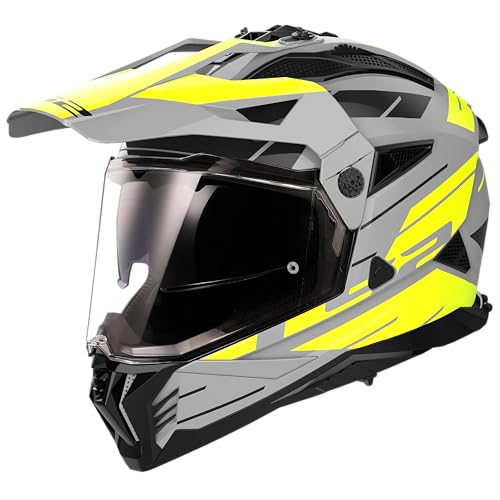 Ls2, Casco Moto Cross Pioneer Ii Namib Grey H-V Yellow, M