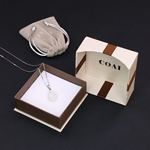 Coai 925 Sterling Silver Teardrop Birthstone Moonstone Crystal Necklace #TOP6