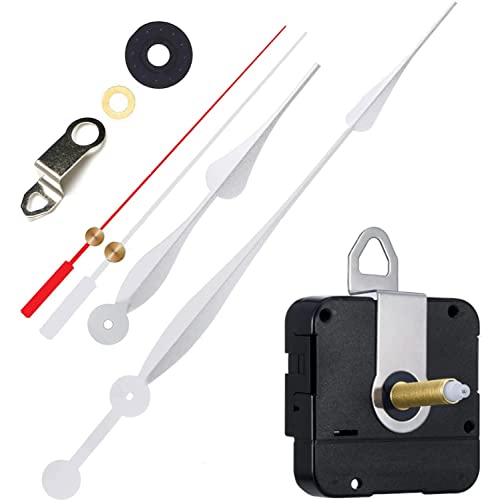 Image of Quartz Movement Clock Replacement Mechanism with 10.3 Inch Long Spade (Silver Red 28 mm Shaft Length)
