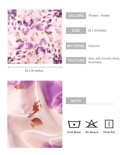 AWAYTR 35” Satin Head Scarf for Women Like Silk Scarf Hair Bandanas Women Large Square Neck Scarf Headscarf Head Wrap2