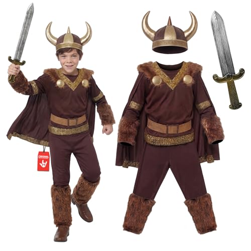 Morph Boys Viking Costume Kids with Short Toy Sword Prop Book Characters Costumes For Kids Storybook Characters Costumes - Large