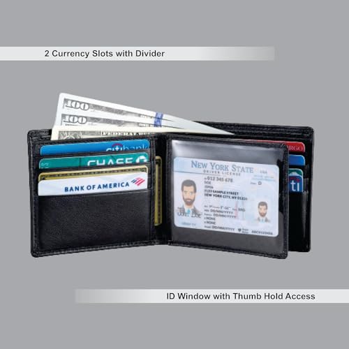 Alba Classic Bifold Nappa Leather Wallet For Men Handmade II Minimalist II RFID Protected (Black)3