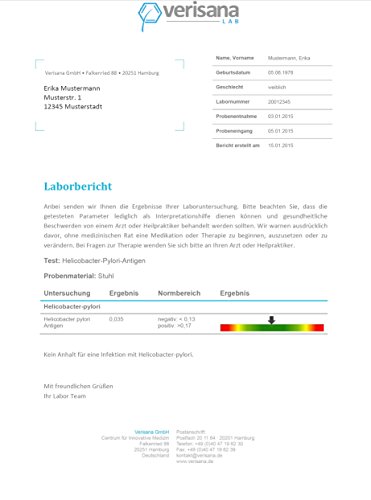 Helicobacter Stuhltest mit Labor-Analyse
