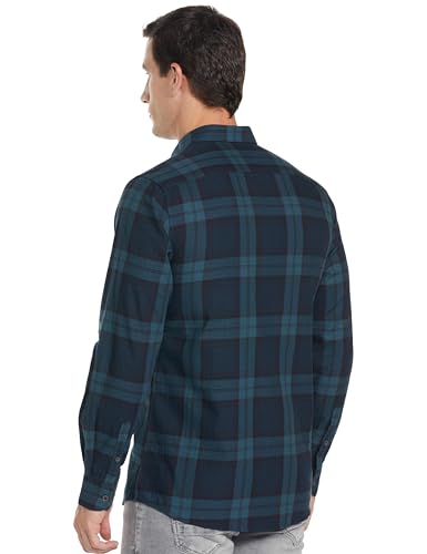 Image of Peter England Men's Checkered Cotton Shirt | Smart Casual | Full Sleeves