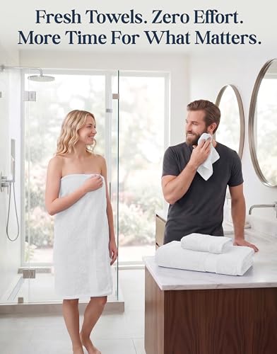 Image of LANE LINEN White Bath Towels for Bathroom Set-100% Cotton 6 Pc Bathroom Towels, Super Soft Hotel Collection Bath Towels Set - 2 Bath Towel Set, 2 Hand Towel, 2 Washcloths - White Towels Bathroom Sets