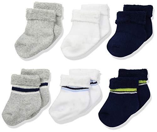 Gerber Baby Boys' 6-Pair Wiggle Proof Sock, Stripes, 0-3 Months