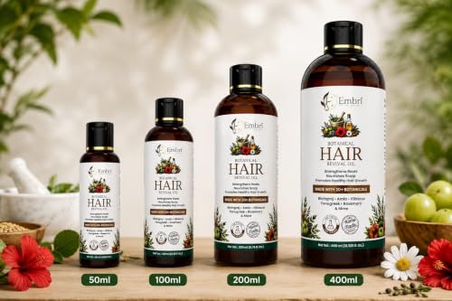 Image of EMBRI Men & Women Hair Revival Oil For Daily Hair Fall Control And Strong, Shiner, Thicker Hair Growth 50 ML (Pack Of 2)