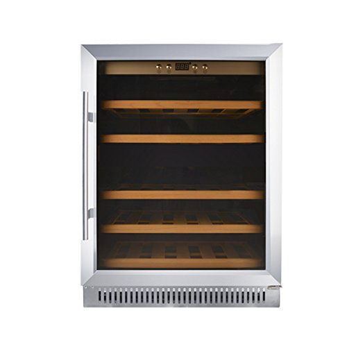 45261 Single Zone Wine Cooler - 51 Bottles Capacity by Omcan – Glass, black / stainless steel