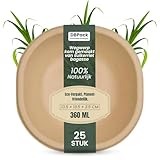 Bagasse Amuse Schüssel - Kleine Kompostierbare Schalen aus Zuckerrohr - Plastikfrei für Dips, Snacks & Gastronomie (25, 360 ML)