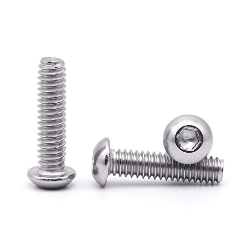 Image of 1 /4-20 x 2-1 /2 inch Button Head Socket Cap Bolts Screws, 304 Stainless Steel 18-8, Allen Hex Drive, Bright Finish, Fully Machine Thread, Pack of 15