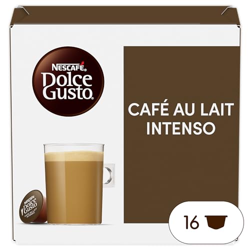 NESCAFÉ Dolce Gusto Café Con Leche Intenso - Cápsulas de Café, 16 Cápsulas (1 x 16) - Intensidad 9 - Originales para cafeteras Dolce Gusto