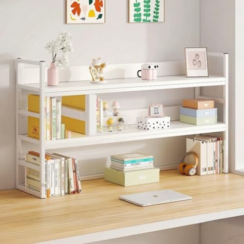 Pink Palm Estantería de Escritorio organizadora, librería de Madera y Metal de 3 Niveles, Estante de Almacenamiento para Dormitorio, Oficina, hogar (Blanco, 115 cm   45,3 Pulgadas)