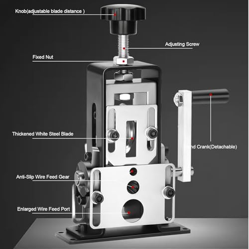 Image of Manual Wire Stripping Machine Gauge Wire 0.06-1'', Scrapping Copper Wire Stripper with Replacement Blades, Drill Powered Hand Crank Wire Stripper Tool for Scrap Copper Recycling