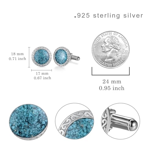Mancuernillas de plata 925 con turquesa para hombre miniatura 4