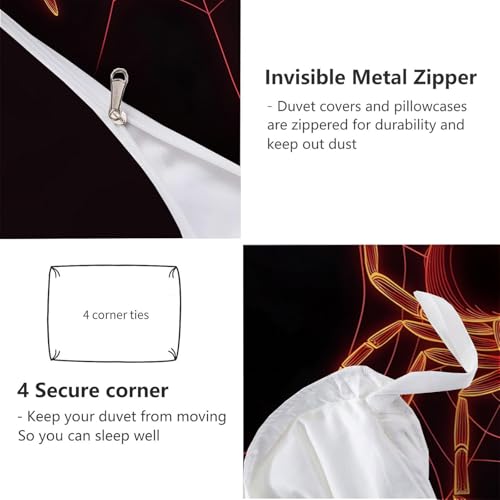 Housse de couette araignée orange néon imprimé Halloween en microfibre douce - 6