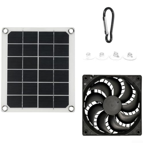 Gdfnmogo 7W Solar-Powered Exhaust Fan for Chicken Coop, Greenhouse and Pet House, Monocrystalline Ventilation Fan with Mounting Accessories, Black