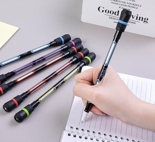 Image of 2 Pcs Spinning Rotatable Finger Ball Point Pens - Non-Slip Coated Rotating Gel Pen Mod for Gaming Student | Magic Floating & Rolling Light Anti Dropping Pen for Gamers | Pack Of 2 |