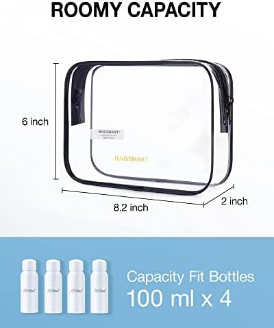 BAGSMART Clear Toiletry Bag 2-Pack TSA Approved Water-Repellent, Black - 1