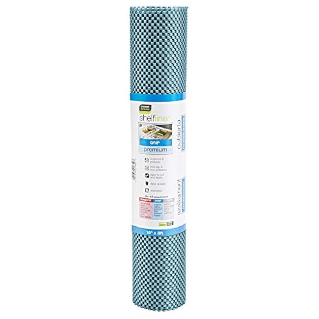 Smart Design Premium Grip Shelf Liner - 18 Inch x 8 Feet - Non Adhesive, Strong Grip Bottom, Easy Clean Kitchen Drawer, Cabinet, Cupboard Dresser Protector Cover, Non Slip Rubber Mat - Teal Blue