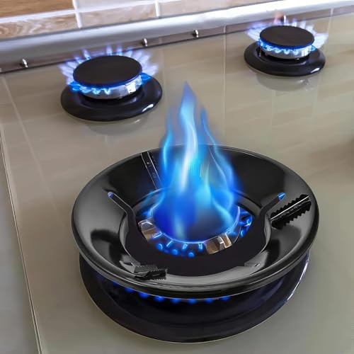 Image of Markwell Black Gas Saver Burner Stand Chula Support With 4 Legs for Indian Gas - Fire & Windproof Energy Saving Jali Ring (Pack of 3) - 0.7Mm Metal