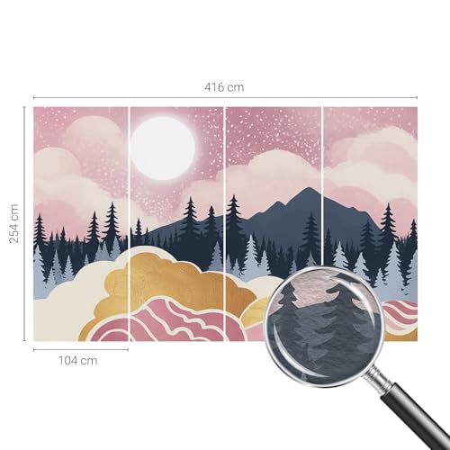 Décoration murale intissée coucher de soleil rose avec colle de pose incluse - 5